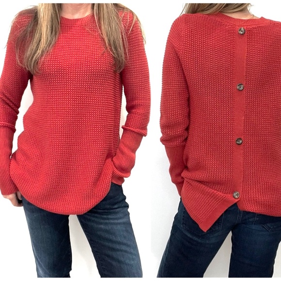 Max Studio Orange Rust Button Back Sweater - Picture 10 of 10